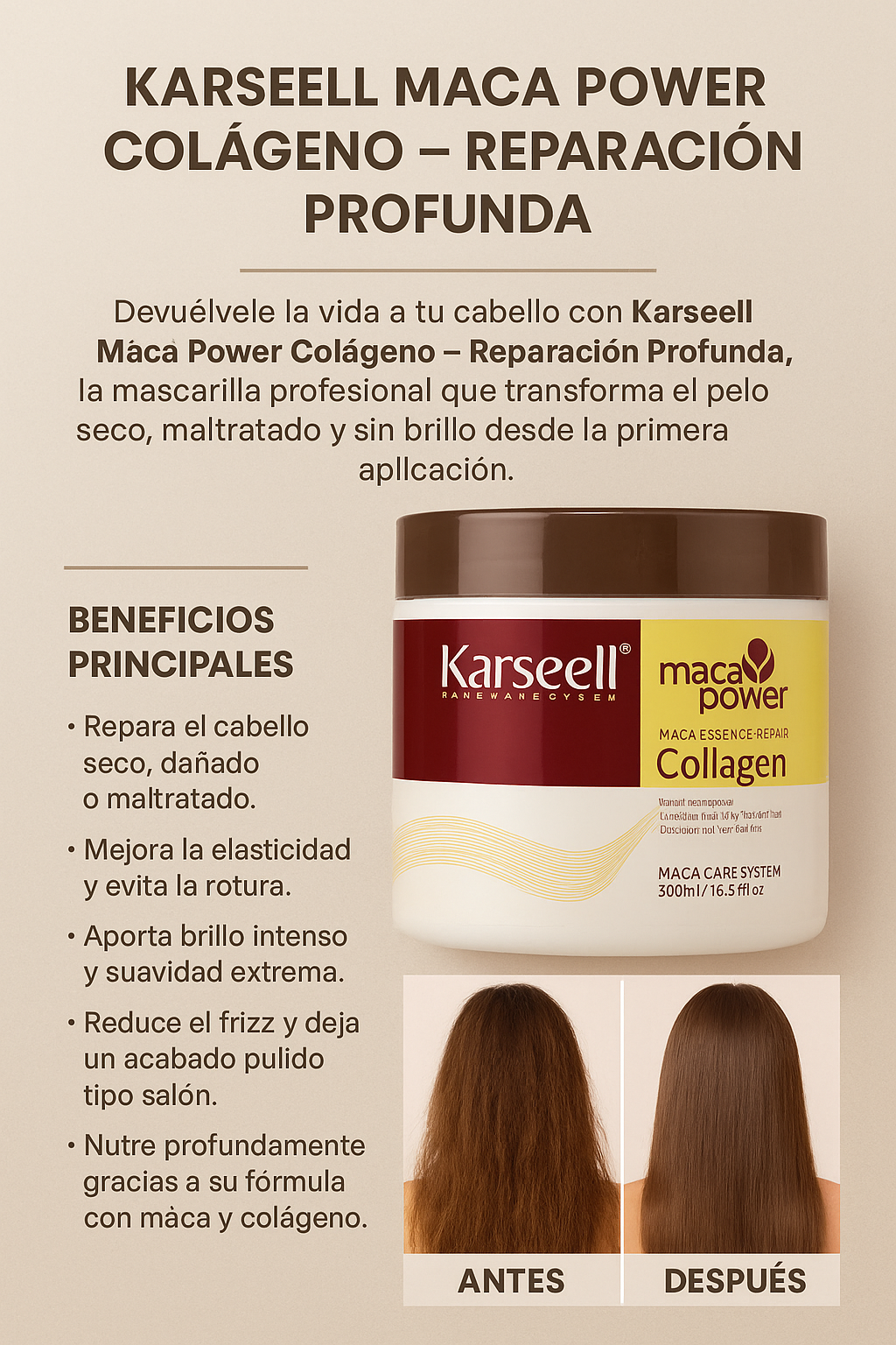 Karseell Maca Power Colágeno – Reparación Profunda.