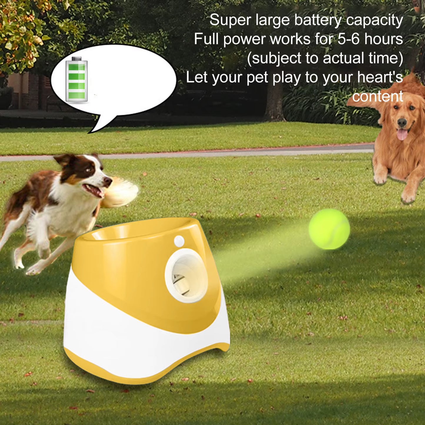 Dog Automatic Ball Launcher Rechargeable 3 Modes Built in 2200Mah Rechargeable Interactive Indoor Outdoor Pet Ball Thrower