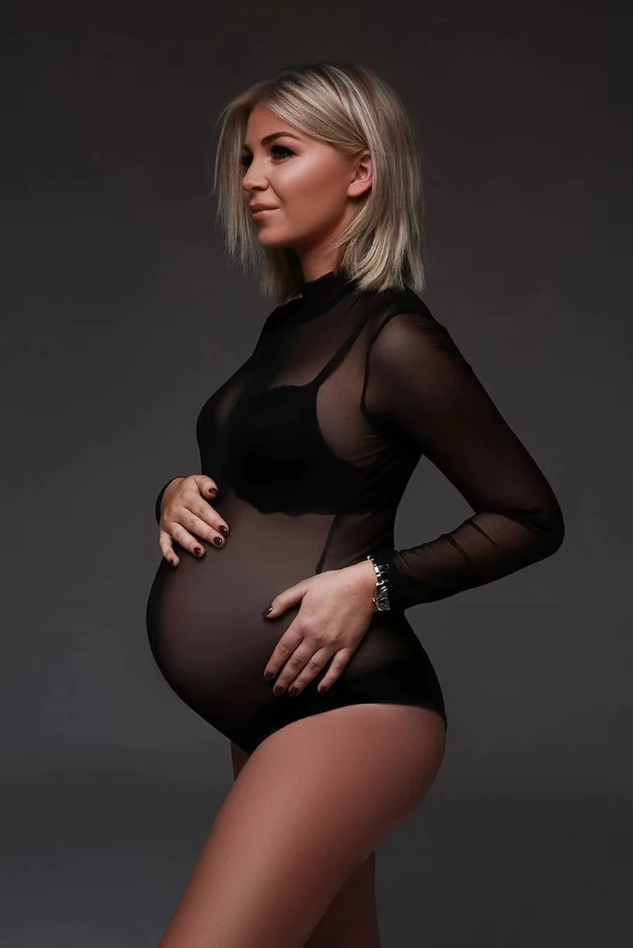 Bodysuit Rhinestones Maternity Body Cristal Maternity Pregnant Photo Shoot