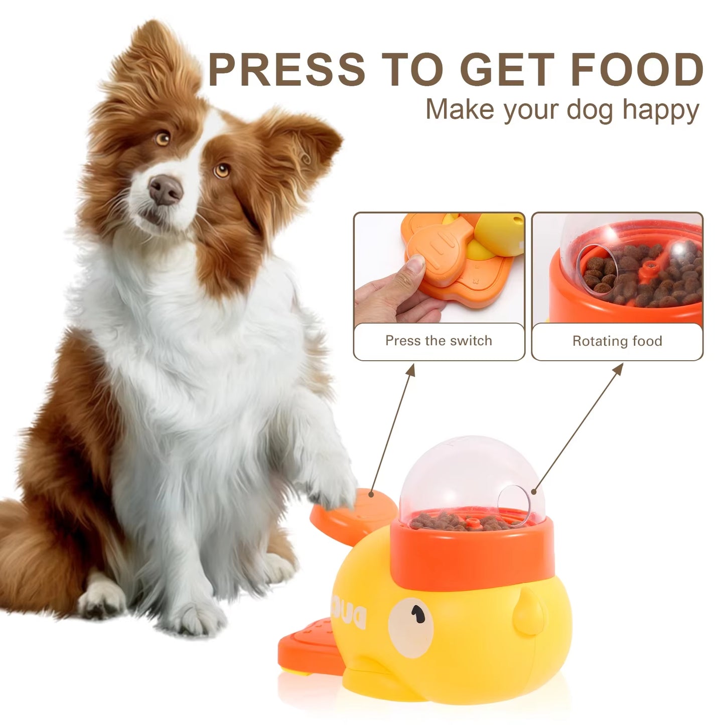 Feeders for Dogs Supplies Pet Intelligence Exercise Cartoon Little Yellow Duck Shape Interactive Dog Toy Anti-Slip Design Toys