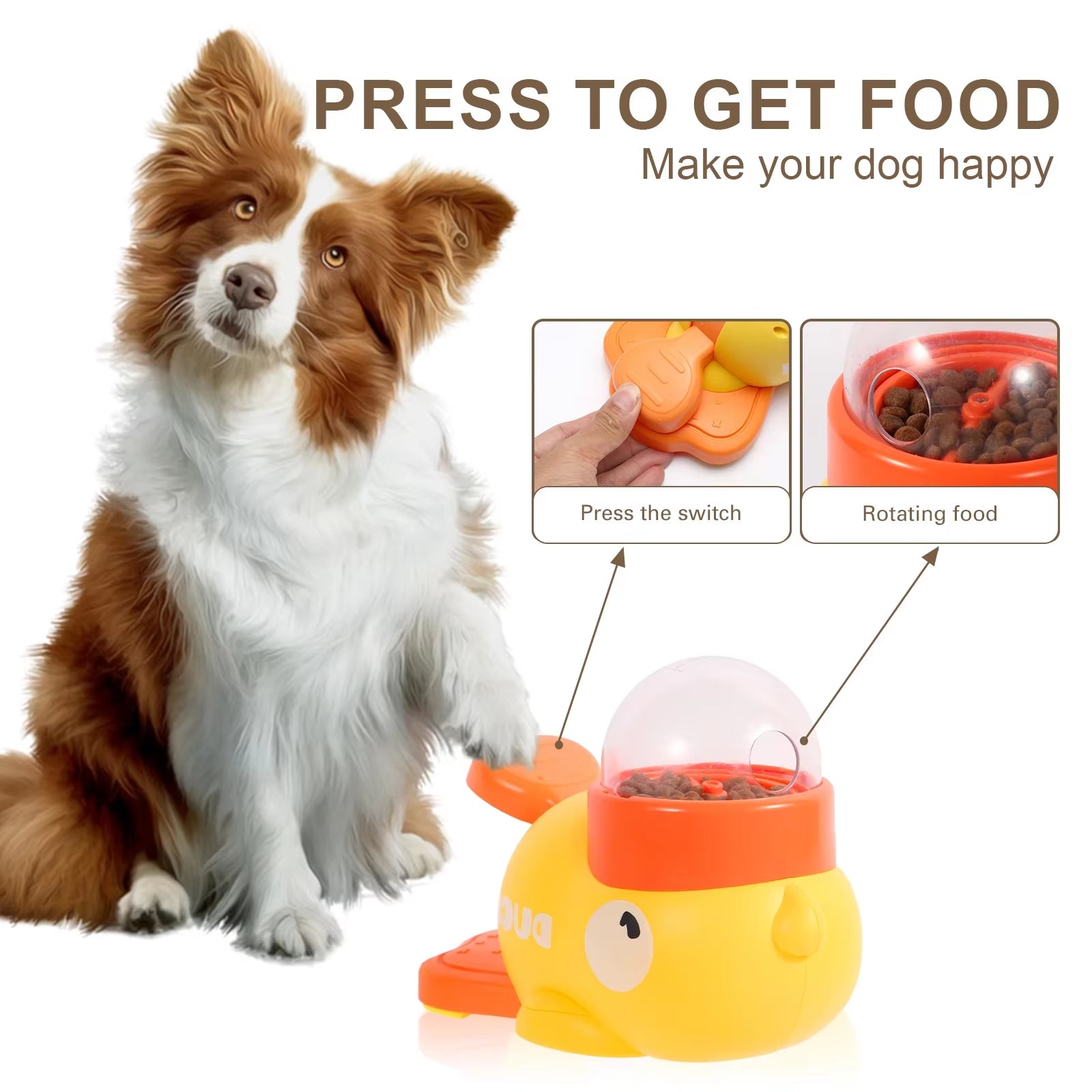 Feeders for Dogs Supplies Pet Intelligence Exercise Cartoon Little Yellow Duck Shape Interactive Dog Toy Anti-Slip Design Toys