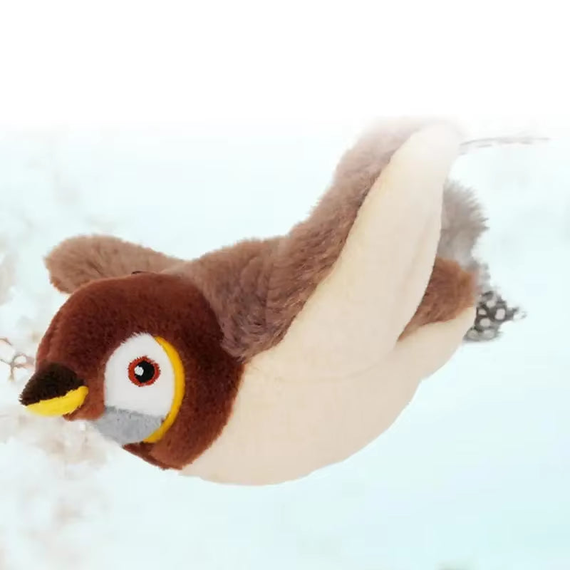 Chirping Bird Cat Toy Simulated Bird Interaction Toy Sparrow USB Rechargeable Flying Bird Cat Toys for Indoor Cats