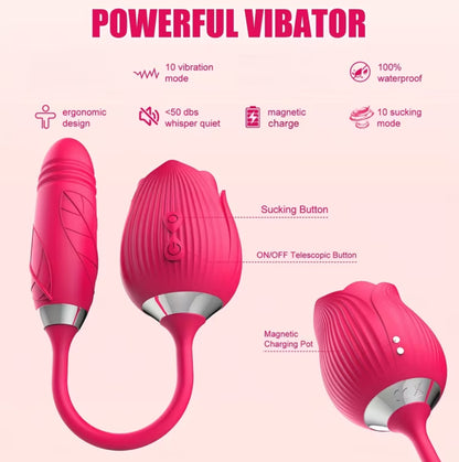 Flor UltraX - 2 en 1 Estimulación Para Clítoris y Penetración